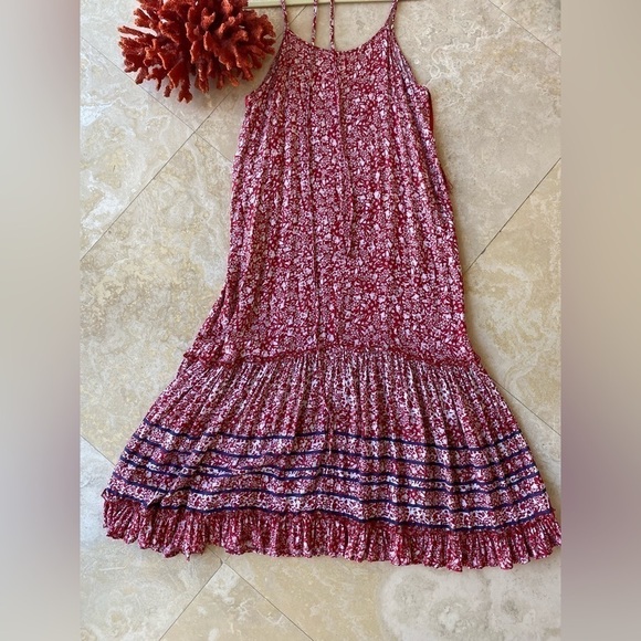 NWOT Knox Rose Spaghetti Strapped & ruffled Floral Midi Dress with Waist Tie - M - Picture 5 of 8